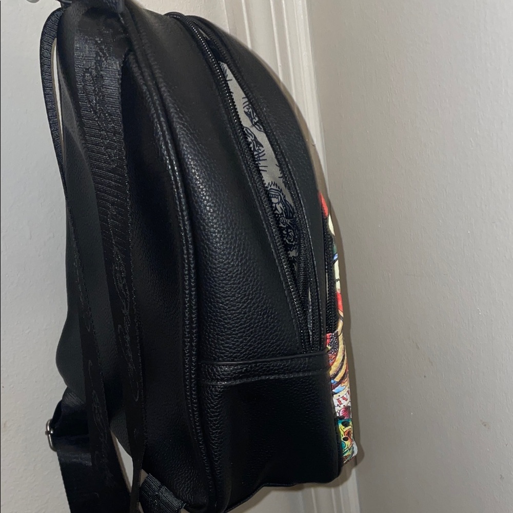 Ed Hardy Black Backpack with Colorful Tattoo Art - Picture 8 of 11
